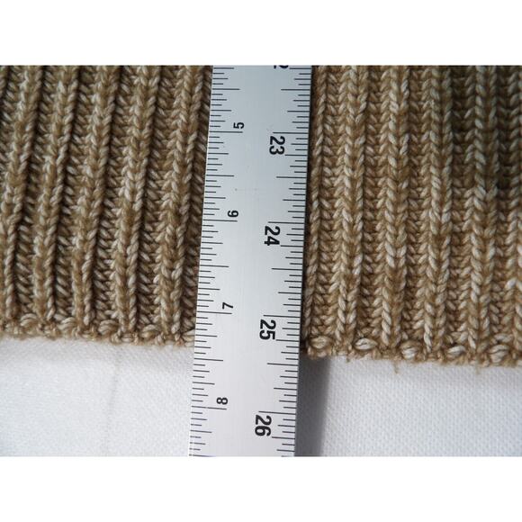 Talbots 1XP Petite Sweater Wool Blend Cable Knit Colorblock Cream Brown 1/4 Zip - Picture 9 of 11